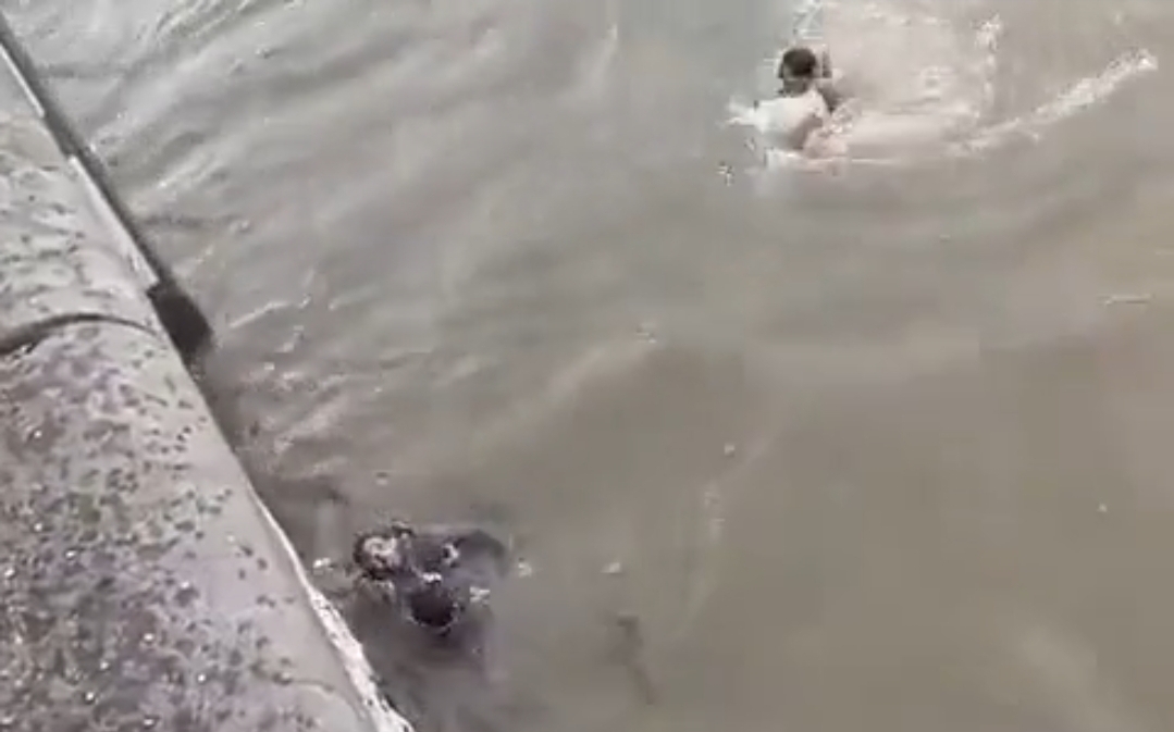 فيديو :     مغربيان يقفزان في وادي مولينبيك ببروكسل لإنقاذ شخص من تحت الماء !