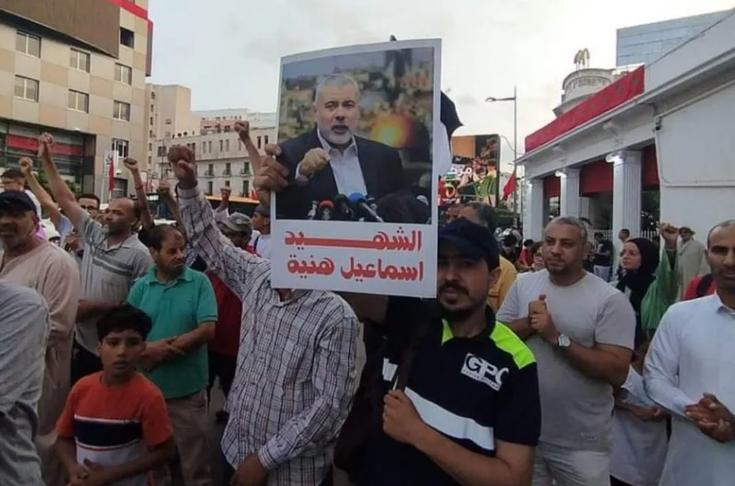إحتجاجات ضخمة بالمدن المغربية تنديدا بإغتيال إسماعيل هنية