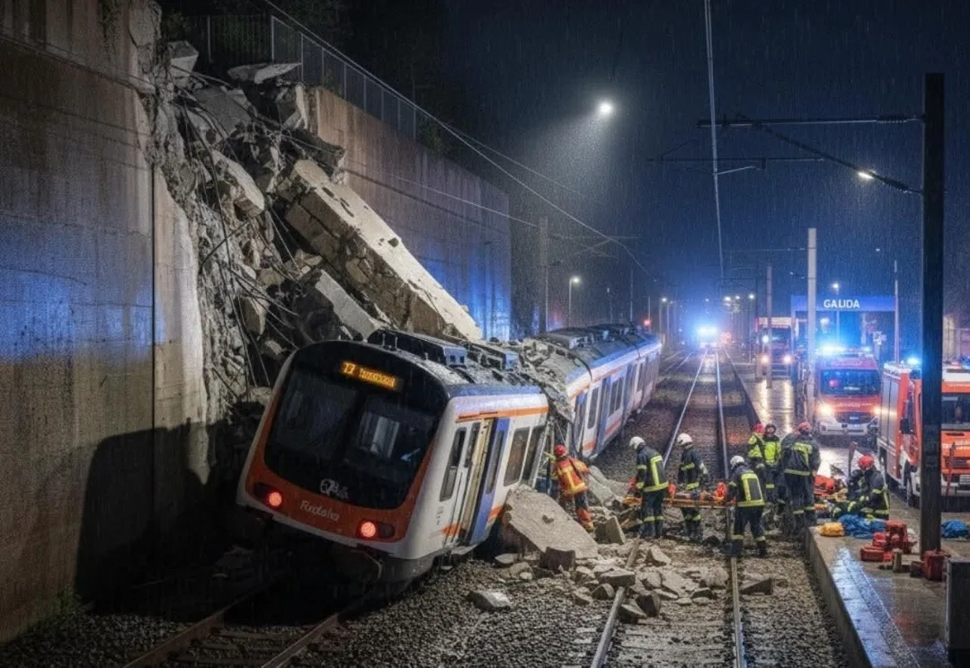 بعد مقتل العشرات في حادث أول أمس … حادث جديد يهز إسبانيا :    قتلى وجرحى قرب برشلونة بسبب خروج قطار آخر عن سكته