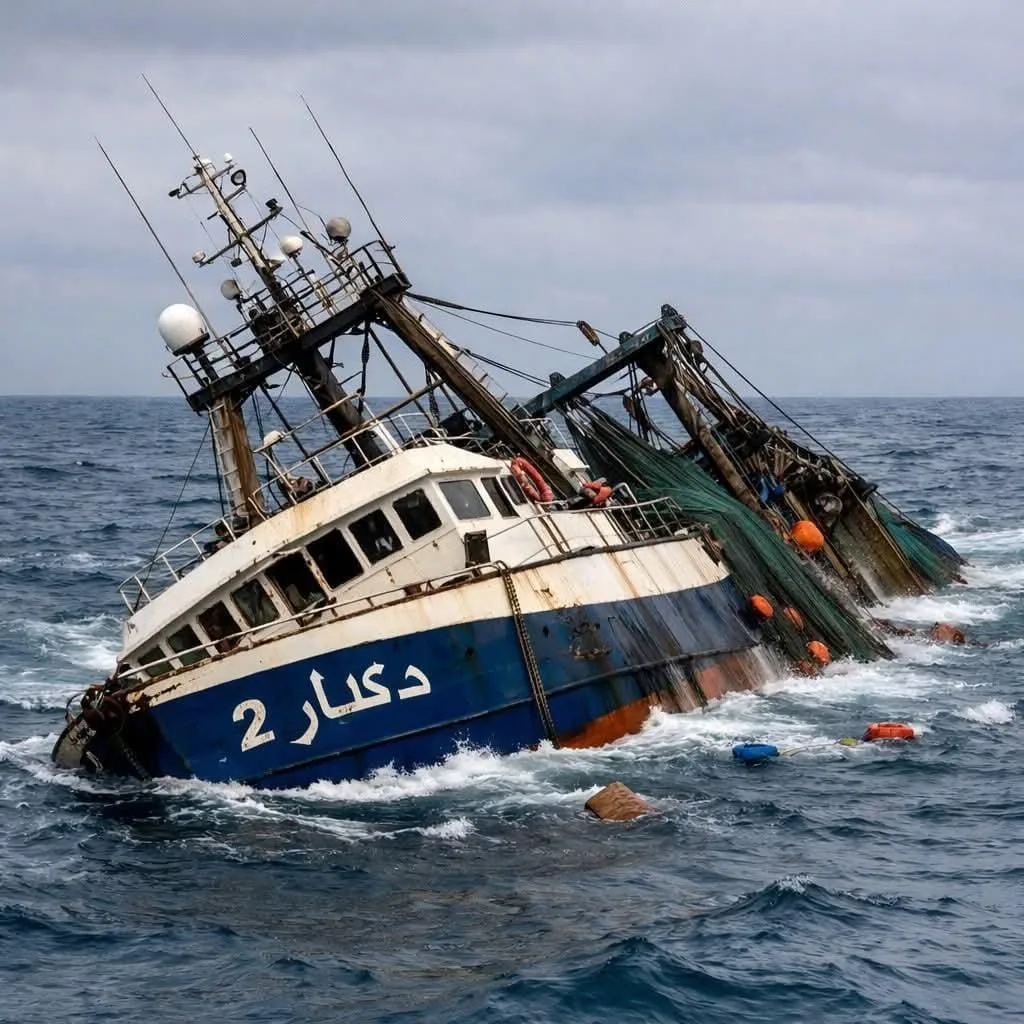 مصايد الداخلة تشهد مأساة بحرية: غرق مركب “دكار 2” وحالة ترقب لمعرفة مصير خمسة بحارة فقدوا