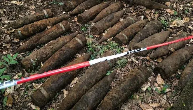 ألمانيا :      “كنز الموت” يخرج من تحت الأرض ! باحث عن الكنوز يعثر على 59 قذيفة سوفياتية تزن 1.5 طن في غابة ببرلين