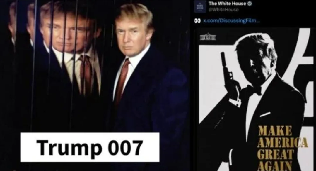 ترامب يقتحم عالم جيمس بوند بصورة مثيرة .. الرئيس الأمريكي يتحول إلى “العميل 007” ويشعل مواقع التواصل