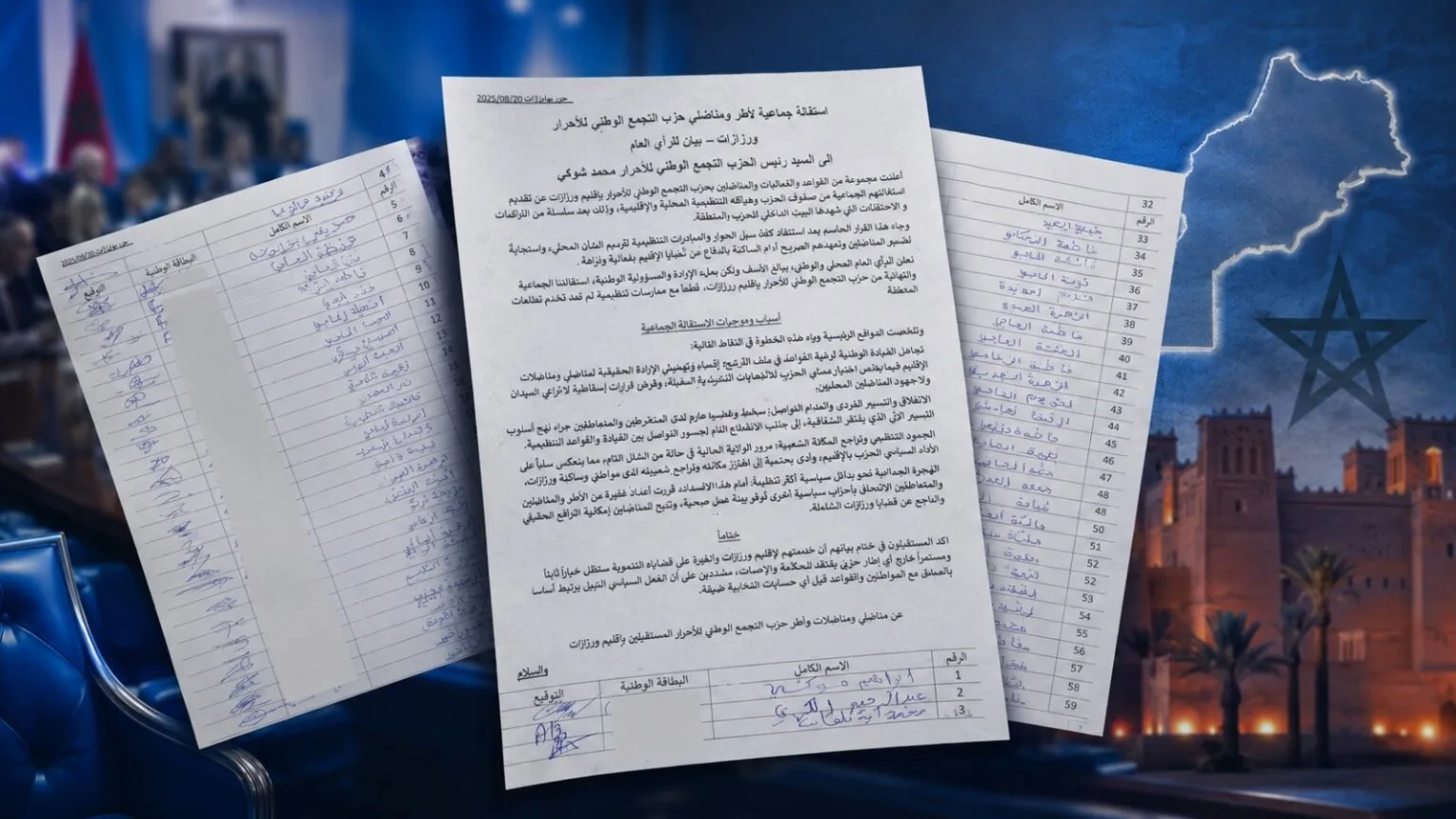 وثائق : نحو 60 من “الأحرار” بورزازات يجمدون عضويتهم ويلتحقون بـ“البام”