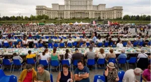 5 كيلومترات من الوليمة … 20 ألف شخص يهجمون على “مائدة غينيس” في بوخارست ويحولونها إلى حديث العالم !