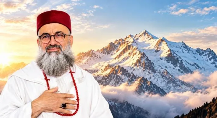الناظور :    الشيخ كركر يختلي على الجبل ويحول الدين إلى استعراض روحي فوق الثلج على إرتفاع 5 كيلومترات من الأرض