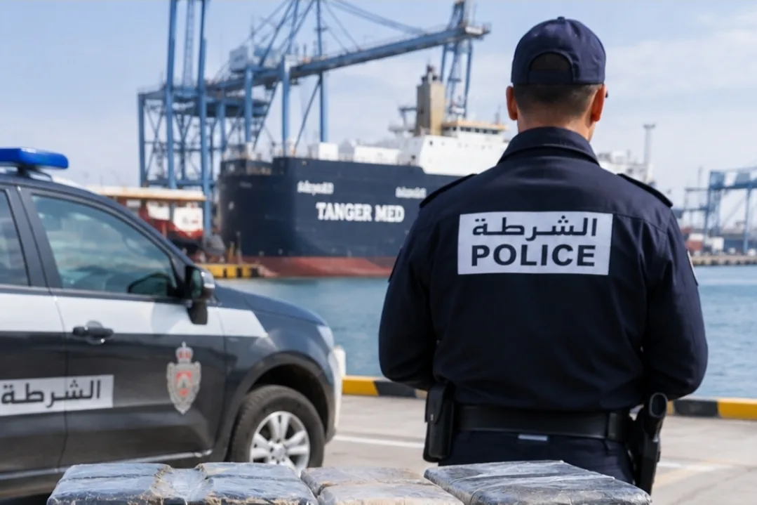 فضيحة تهز ميناء طنجة المتوسط … توقيف شرطي للاشتباه في تسليم المخدرات لمهرب كان متوجهاً إلى أوروبا