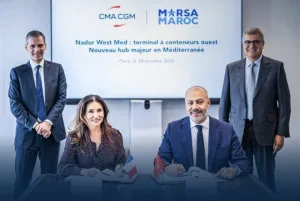الناظور :     شركة CMA CGM تستحوذ رسمياً على 49 في المائة من محطة الحاويات الغربية بميناء الناظور غرب المتوسط